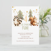 Mehr Fun Woodland Outdoor Adventure Geburtstag Einladung (Stehend Vorderseite)