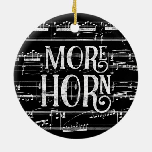 Mehr Horn Chalkboard - Schwarz-weiße Musik Keramik Ornament (Hinten)