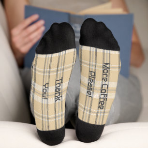 Mehr Kaffee Bitte Kariert Alabaster Crew Socken