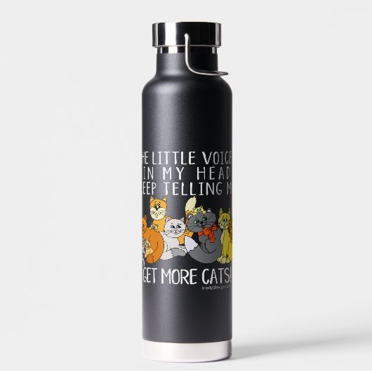 Mehr Katzen Funny Sprichwort Black Trinkflasche (Links)