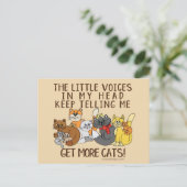 Mehr Katzen Funny Sprichwort Postkarte (Stehend Vorderseite)