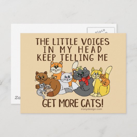 Mehr Katzen Funny Sprichwort Postkarte (Vorne/Hinten)