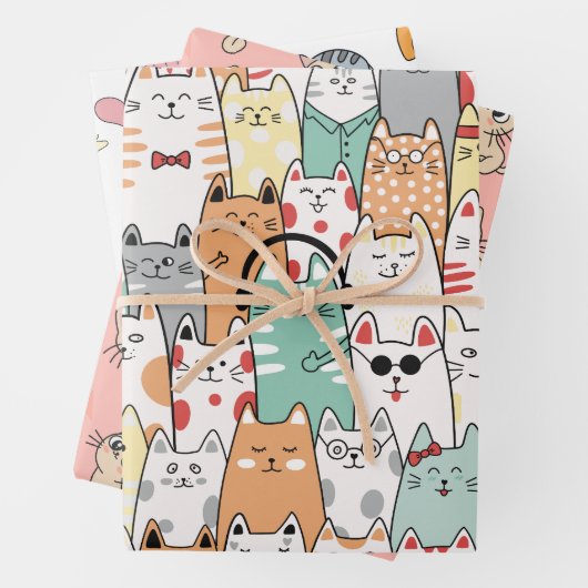 Mehr Katzenverpackungspapier, Katzenverpackungspap Geschenkpapier Set (Beispiel)