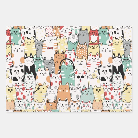 Mehr Katzenverpackungspapier, Katzenverpackungspap Geschenkpapier Set (Vorderseite)
