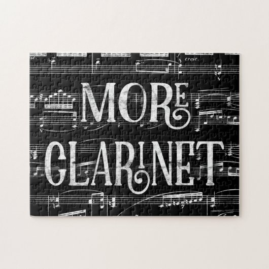 Mehr Klarinette Chalkboard - Schwarz-weiße Musik Puzzle (Horizontal)