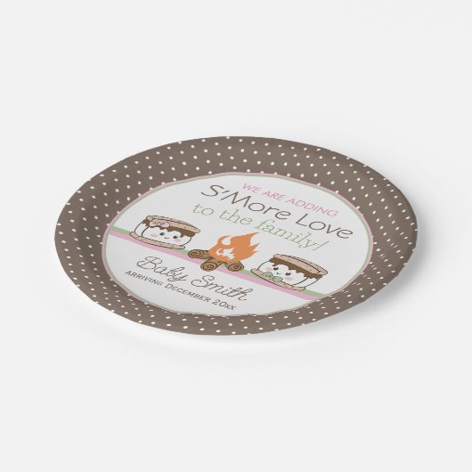 Mehr Liebe Baby Dusche Geschlecht offenbaren Telle Pappteller (Schrägansicht)