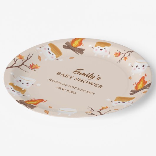 Mehr Liebe Fall Rustikales Camping Kinderdusche Pappteller (Schrägansicht)