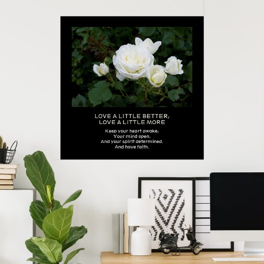 Mehr Liebe, Glaube, Personalisiertes Zitat, weiße  Poster (Heimbüro)