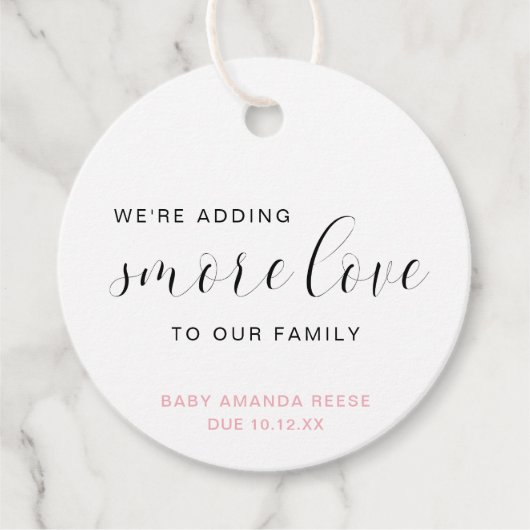 Mehr Liebe Rosa Girl Elegante Babydusche Geschenkanhänger (Vorderseite)