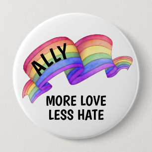 Mehr Liebe weniger Hass   LGBT Unterstützer Stolz  Button
