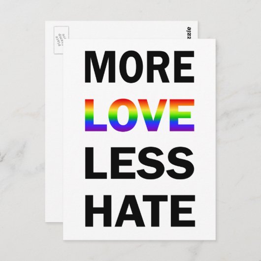Mehr Liebe weniger Hass Postkarte (Vorne/Hinten)