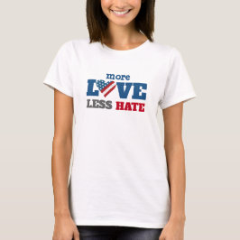 Mehr Liebe Weniger Hass USA Fahne Herz Fett Typogr T-Shirt