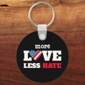 Mehr Liebe Weniger Hass USA Flag Rustikales Herz a Schlüsselanhänger (Rückseite)