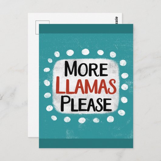 Mehr Llamas bitte Postkarte (Vorne/Hinten)