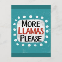 Mehr Llamas bitte Postkarte
