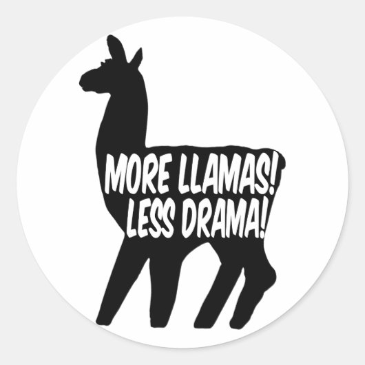Mehr Llamas weniger Drama Runder Aufkleber (Vorderseite)