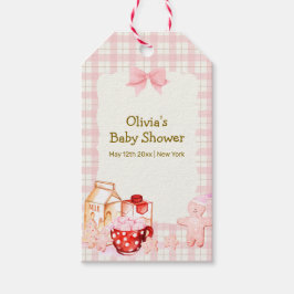 Mehr Milch & Cookie Gingham Winter Baby Dusche Geschenkanhänger