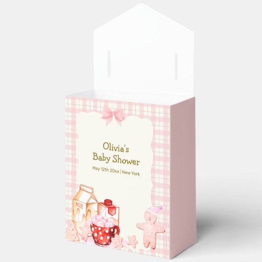 Mehr Milch & Cookie Gingham Winter Baby Dusche Geschenkschachtel (Offen)