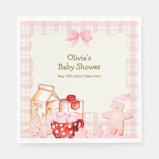Mehr Milch & Cookie Gingham Winter Baby Dusche Serviette (Vorderseite)