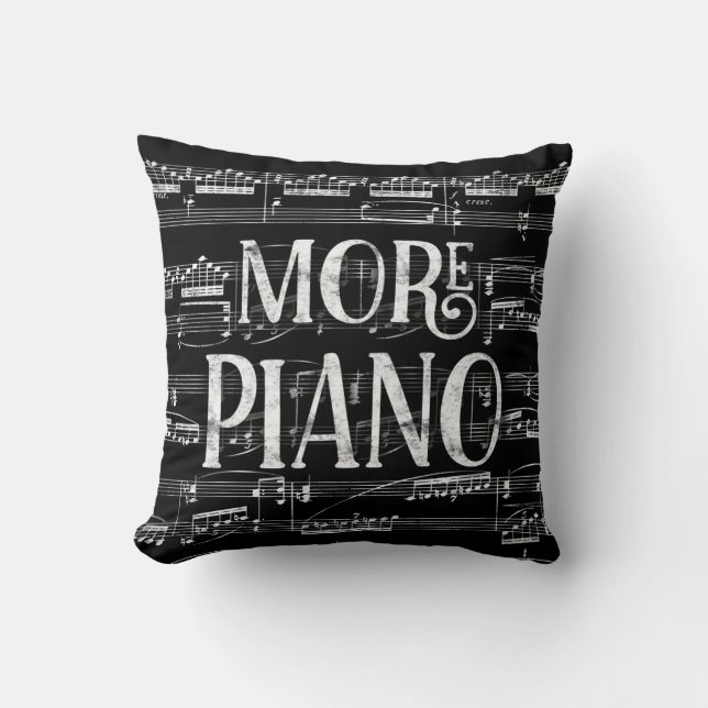 Mehr Piano Chalkboard - Schwarz-weiße Musik Kissen (Vorderseite)