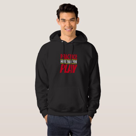 Mehr praktizieren | Motivierend Phrase Red Typogra Hoodie (Vorne ganz)