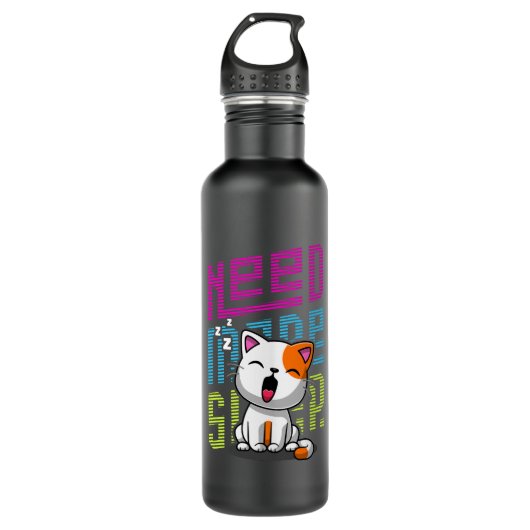 Mehr Schlaf brauchen | Funny Cat niedlicher Ausspr Edelstahlflasche (Vorderseite)