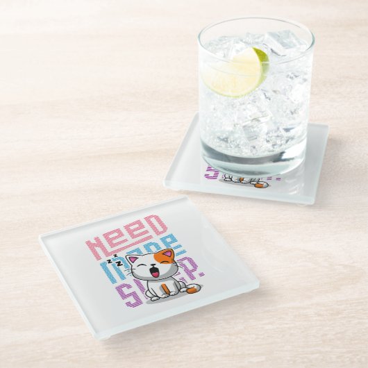 Mehr Schlaf brauchen | Funny Cat niedlicher Ausspr Glasuntersetzer (Schrägansicht)