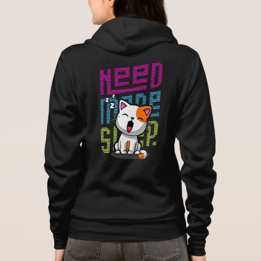 Mehr Schlaf brauchen | Funny Cat niedlicher Ausspr Hoodie (Rückseite)
