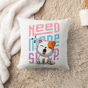 Mehr Schlaf brauchen Funny Cat niedlicher Ausspr Kissen