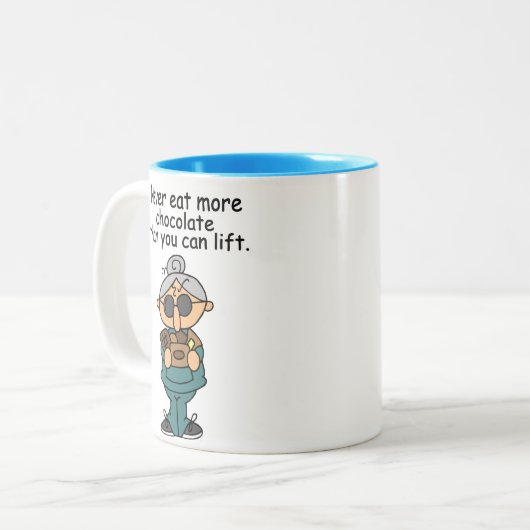 Mehr Schokolade-Spaß Zweifarbige Tasse (Vorderseite Links)