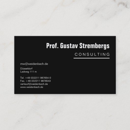Mehr Schwarz Visitenkarte (Vorderseite)