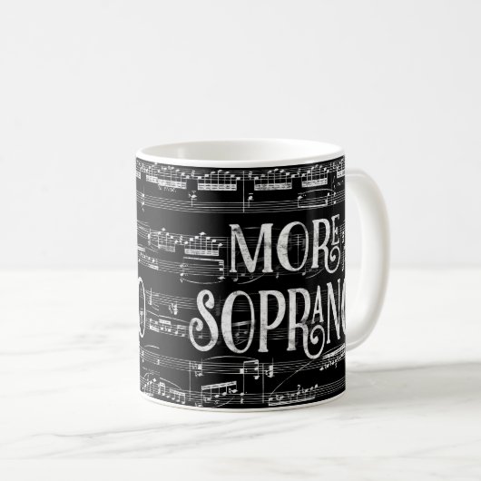 Mehr Soprano Chalkboard - Schwarz-weiß Sänger Kaffeetasse (VorderseiteRechts)