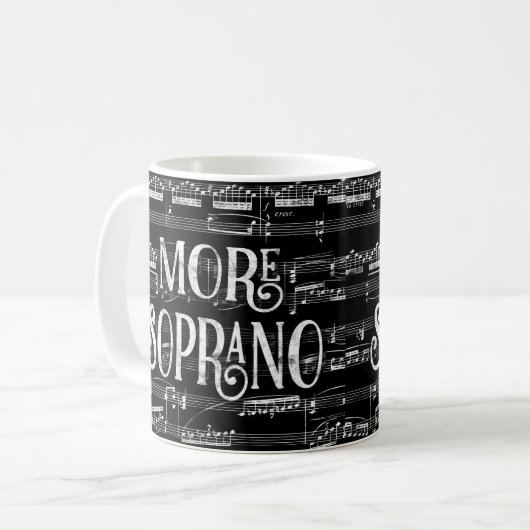 Mehr Soprano Chalkboard - Schwarz-weiß Sänger Kaffeetasse (Vorderseite Links)