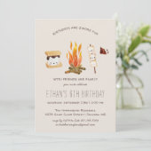 Mehr Spaß | Camping Birthday Party Einladung (Stehend Vorderseite)