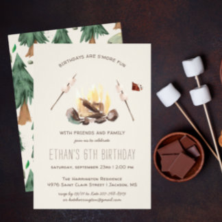 Mehr Spaß | Camping Birthday Party Einladung