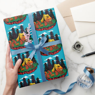 Mehr Spaß mit diesem Camping-Eichhörnchen Geschenkpapier