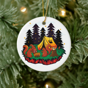 Mehr Spaß mit diesem Camping-Eichhörnchen Keramik Ornament