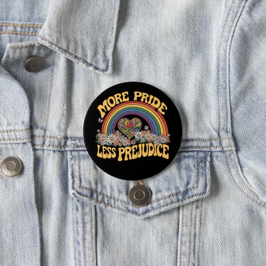 Mehr Stolz weniger Vorurteile Retro-Regenbogen-Pri Button (Beispiel)