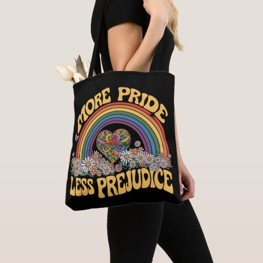 Mehr Stolz weniger Vorurteile Retro-Regenbogen-Pri Tasche (Von Nahem)