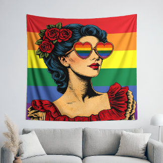 Mehr Stolz, weniger Vorurteile Stolz Monat LGBTQ Wandteppich