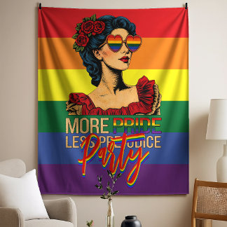 Mehr Stolz, weniger Vorurteile Stolz Monat LGBTQ Wandteppich