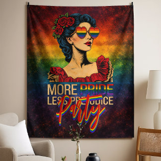 Mehr Stolz, weniger Vorurteile Stolz Monat LGBTQ Wandteppich
