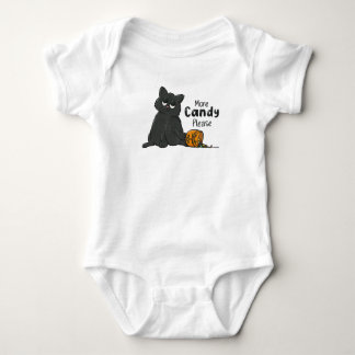 Mehr Süßigkeiten bitte Halloween schwarze Katze Baby Strampler