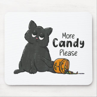 Mehr Süßigkeiten bitte Halloween schwarze Katze Mousepad