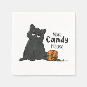 Mehr Süßigkeiten bitte Halloween schwarze Katze Serviette