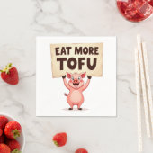 Mehr Tofu essen – Schwein Protest Serviette (Beispiel)