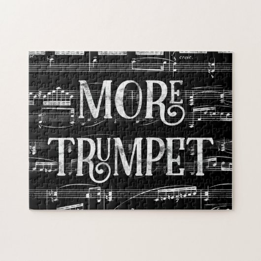 Mehr Trumpet-Chalkboard - Schwarz-weiße Musik Puzzle (Horizontal)