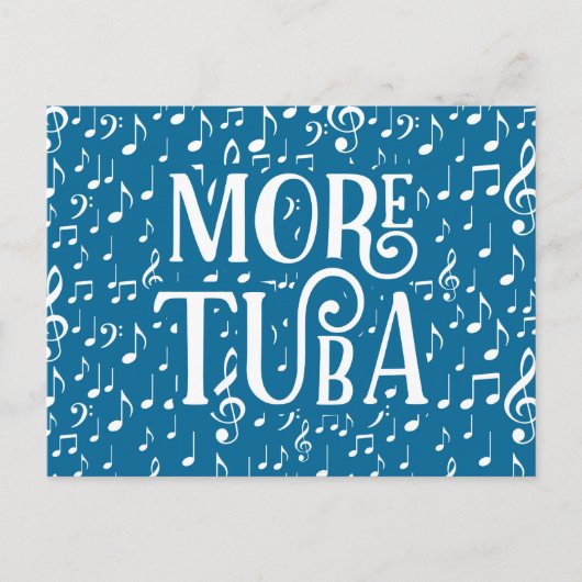 Mehr Tuba - Blaue weiße Musik Postkarte (Vorderseite)