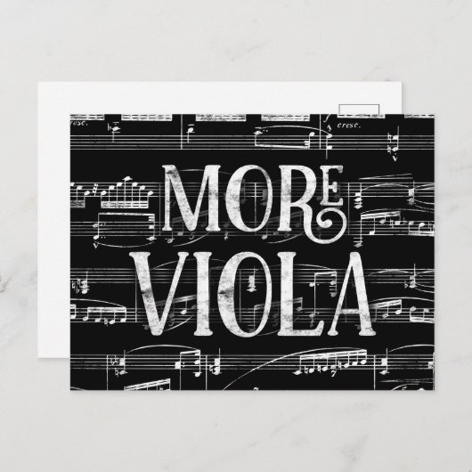 Mehr Viola Chalkboard - Schwarz-weiße Musik Postkarte (Vorne/Hinten)