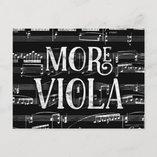 Mehr Viola Chalkboard - Schwarz-weiße Musik Postkarte (Vorderseite)